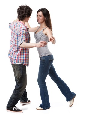 young couple learning to dance